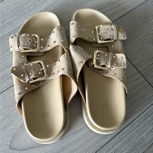 H&M Taupe Studded Slide Sandals, size 7, never worn